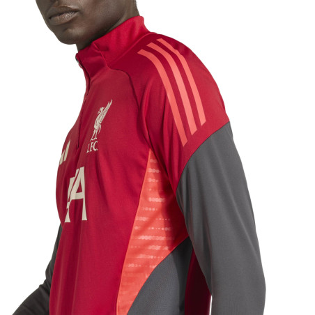 Sweat zippé Liverpool rouge gris