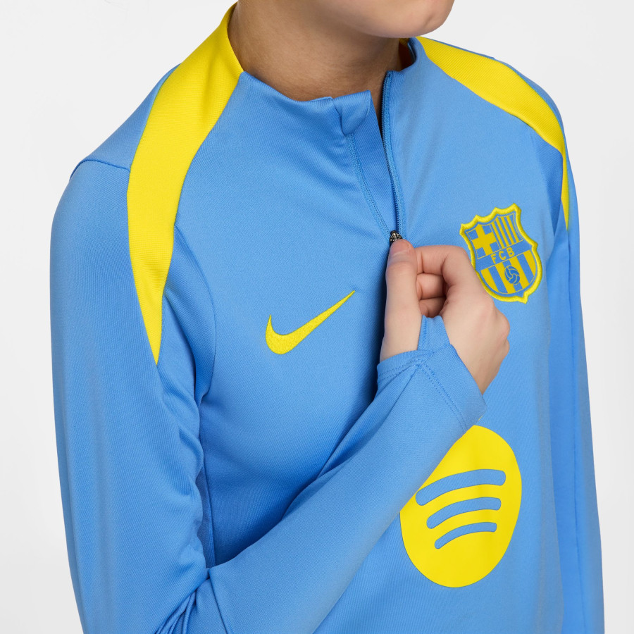 Sweat zippé junior FC Barcelone Strike bleu jaune