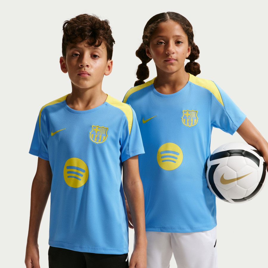 Maillot entraînement junior FC Barcelone Strike bleu jaune