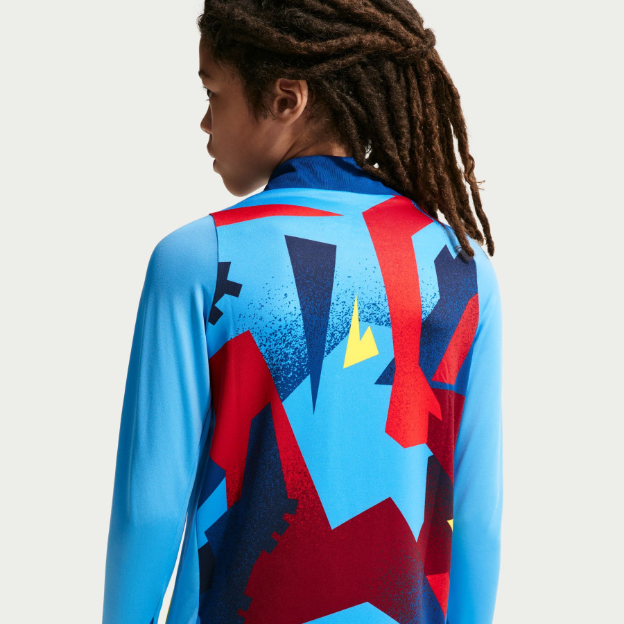 Sweat zippé avant match junior FC Barcelone bleu rouge