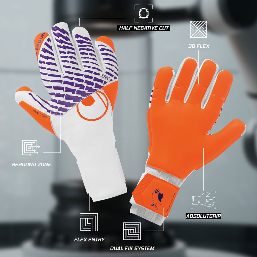 Gants gardien Uhlsport FM Cybertec Maignan Absolutgrip orange bleu