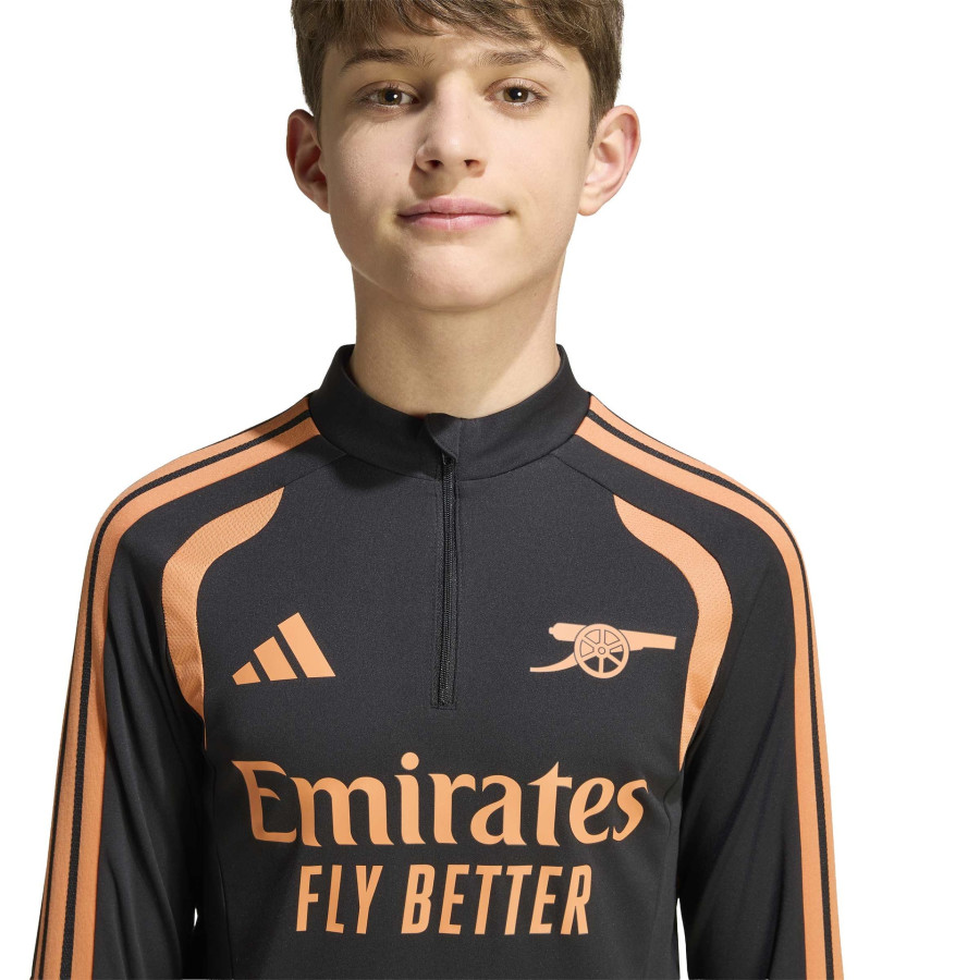 Sweat zippé junior Arsenal noir orange