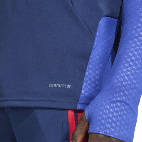 Sweat zippé OL bleu rouge