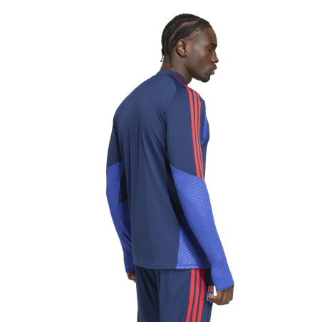 Sweat zippé OL bleu rouge