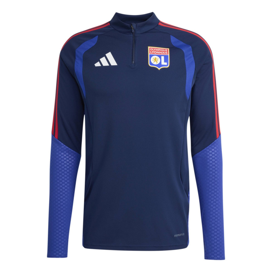 Sweat zippé OL bleu rouge