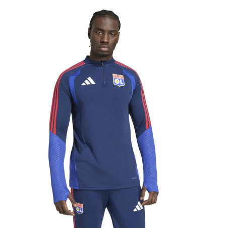 Sweat zippé OL bleu rouge