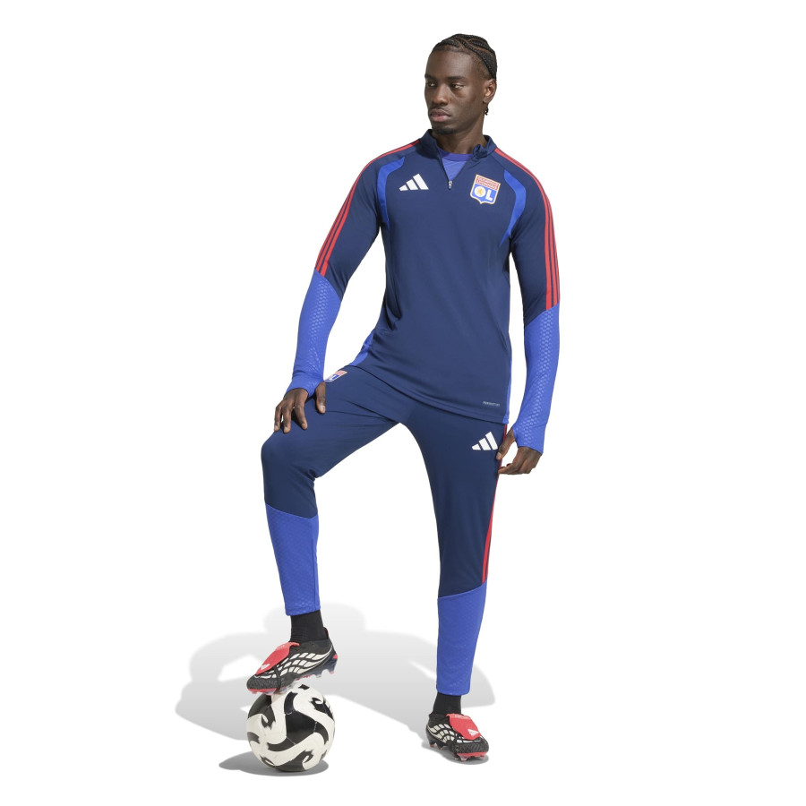 Sweat zippé OL bleu rouge