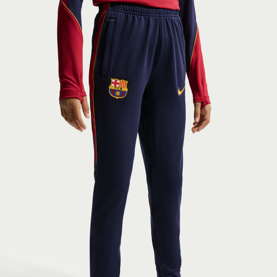 Pantalon survêtement junior FC Barcelone Strike bleu rouge