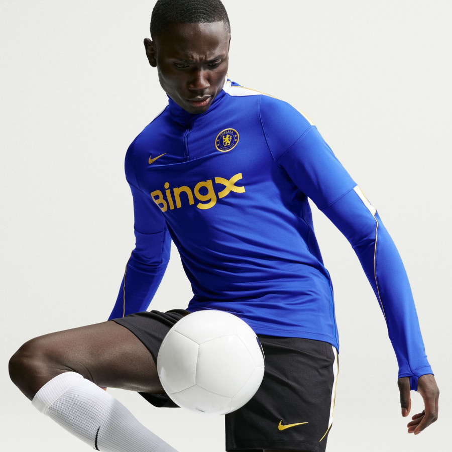 Sweat zippé Chelsea Strike bleu jaune
