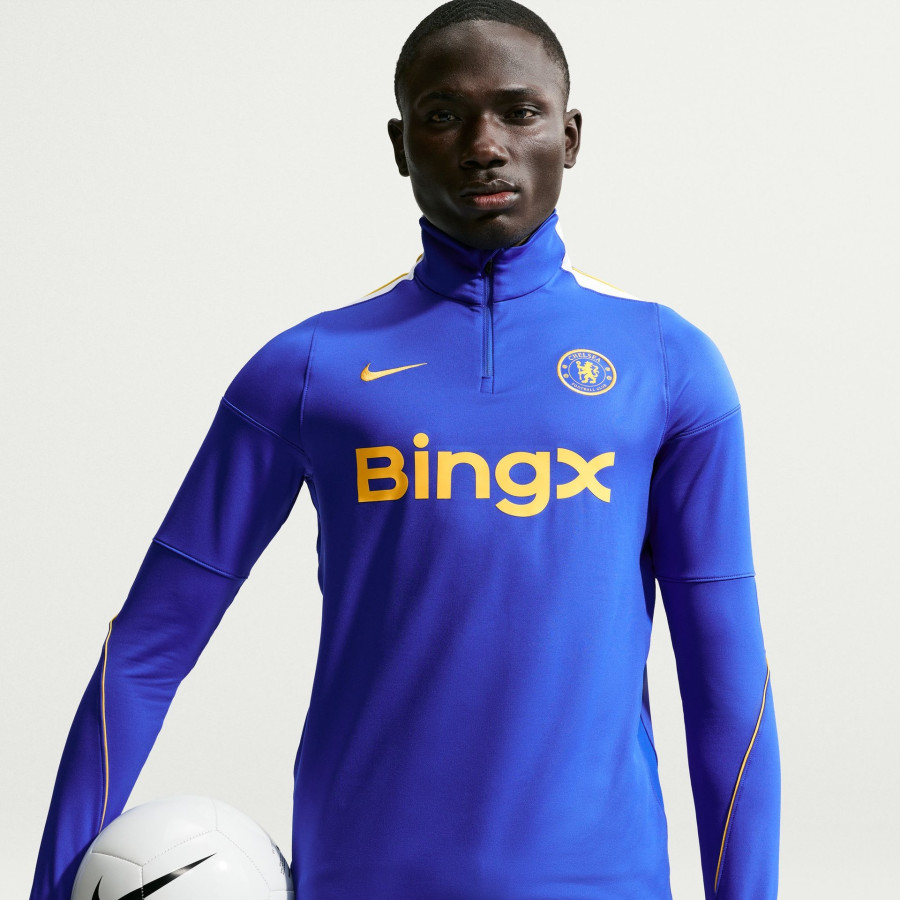 Sweat zippé Chelsea Strike bleu jaune