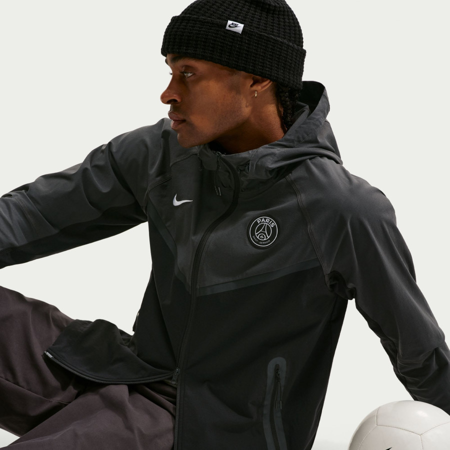 Veste survêtement PSG Tech Woven noir gris