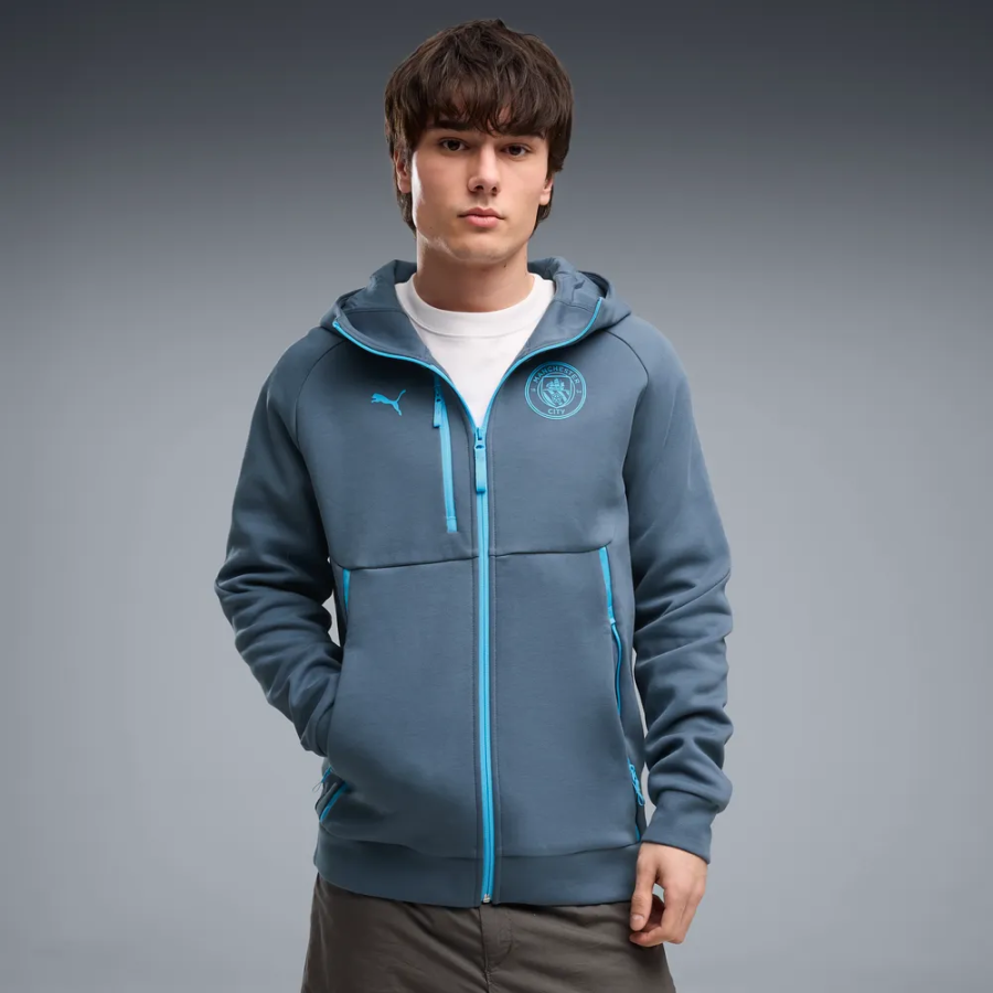 Veste survêtement à capuche Manchester City PumaTech bleu