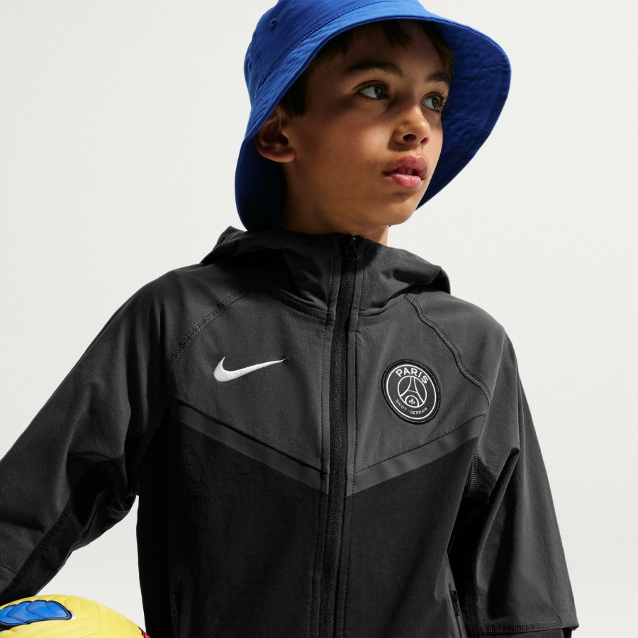 Veste survêtement junior PSG Tech Woven noir gris