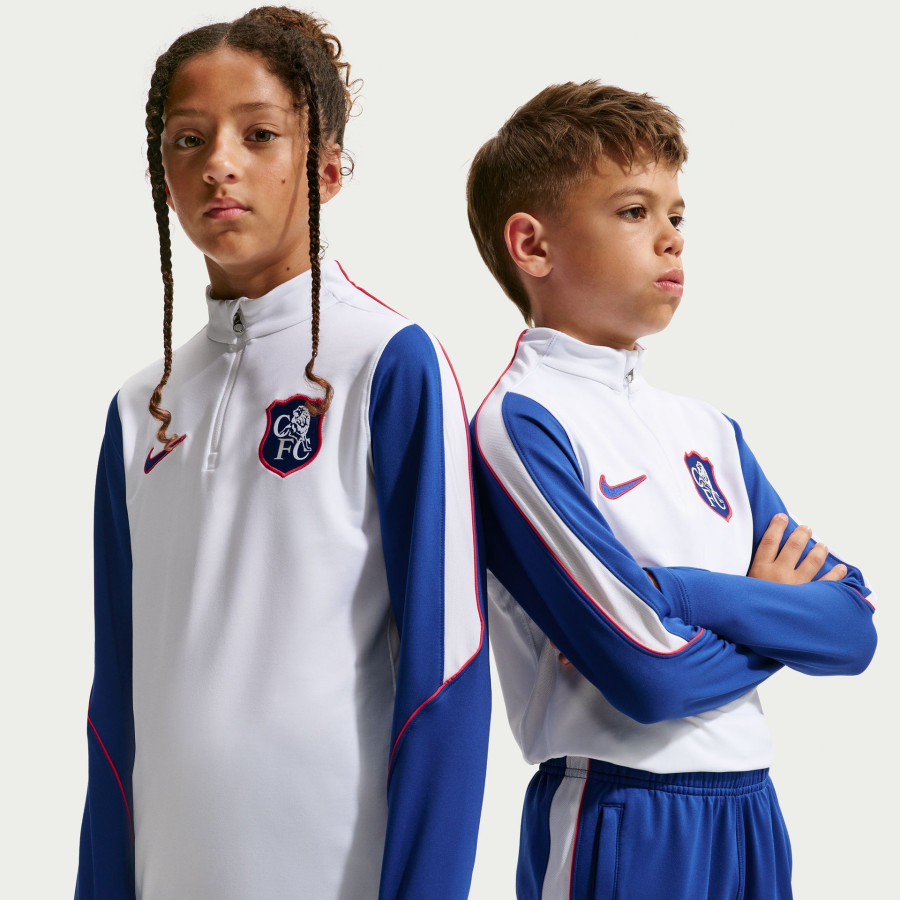 Sweat zippé junior Chelsea Strike blanc bleu