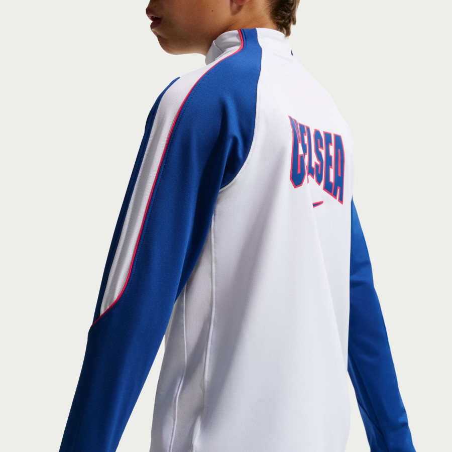 Sweat zippé junior Chelsea Strike blanc bleu