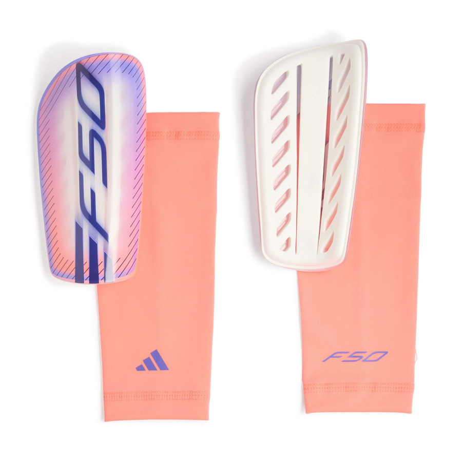 Protège tibias adidas F50 LGE orange bleu