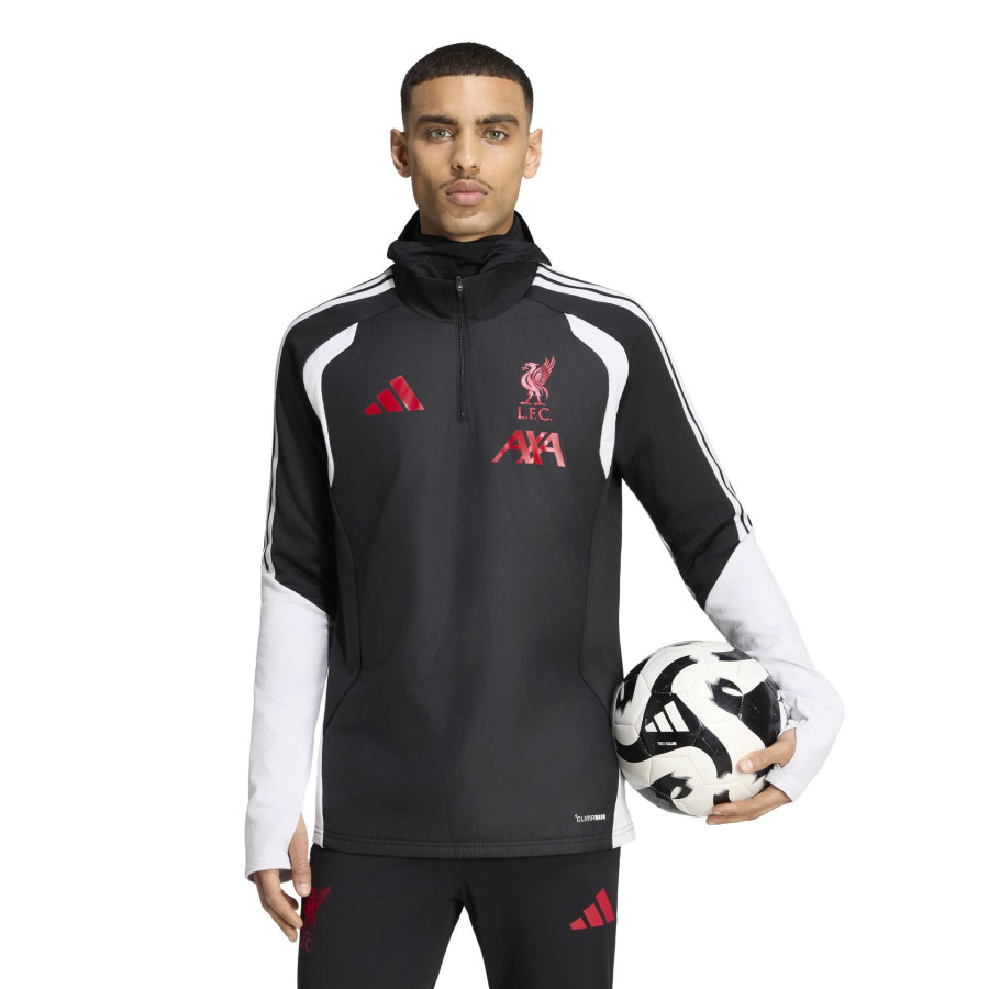 Sweat zippé à cagoule Liverpool noir rouge