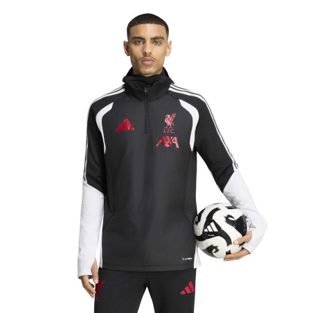 Sweat zippé à cagoule Liverpool noir rouge