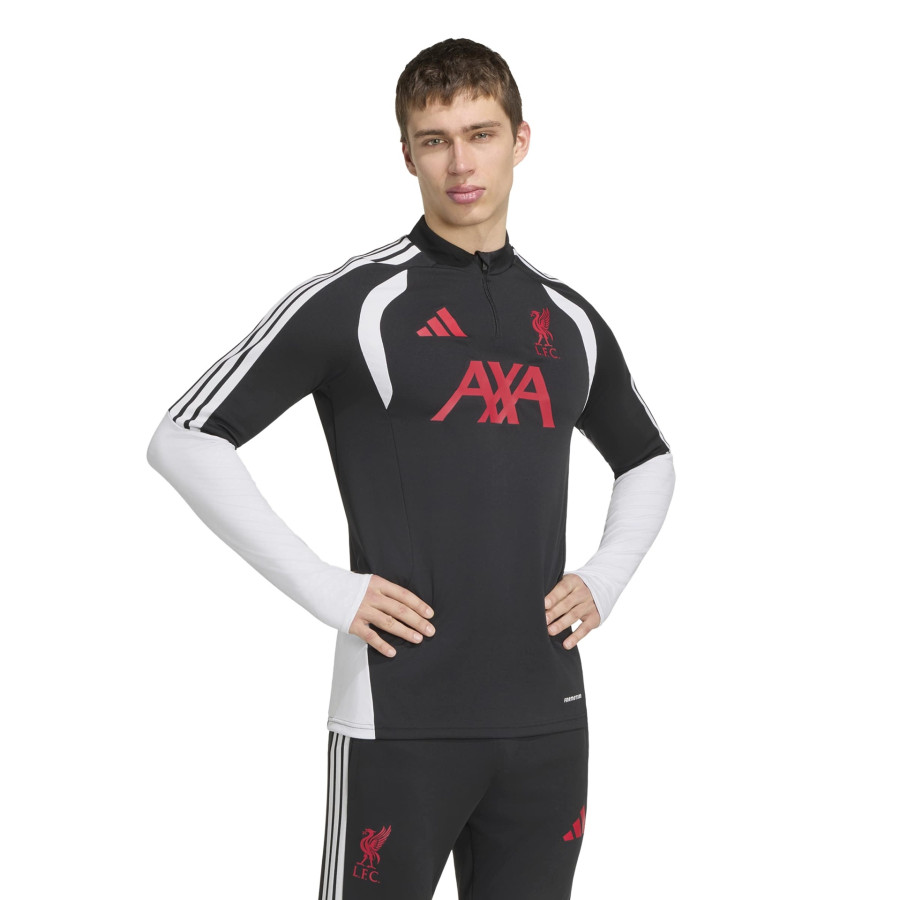 Sweat zippé Liverpool noir rouge