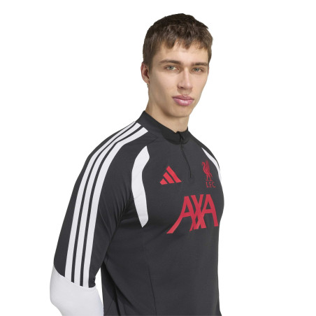 Sweat zippé Liverpool noir rouge
