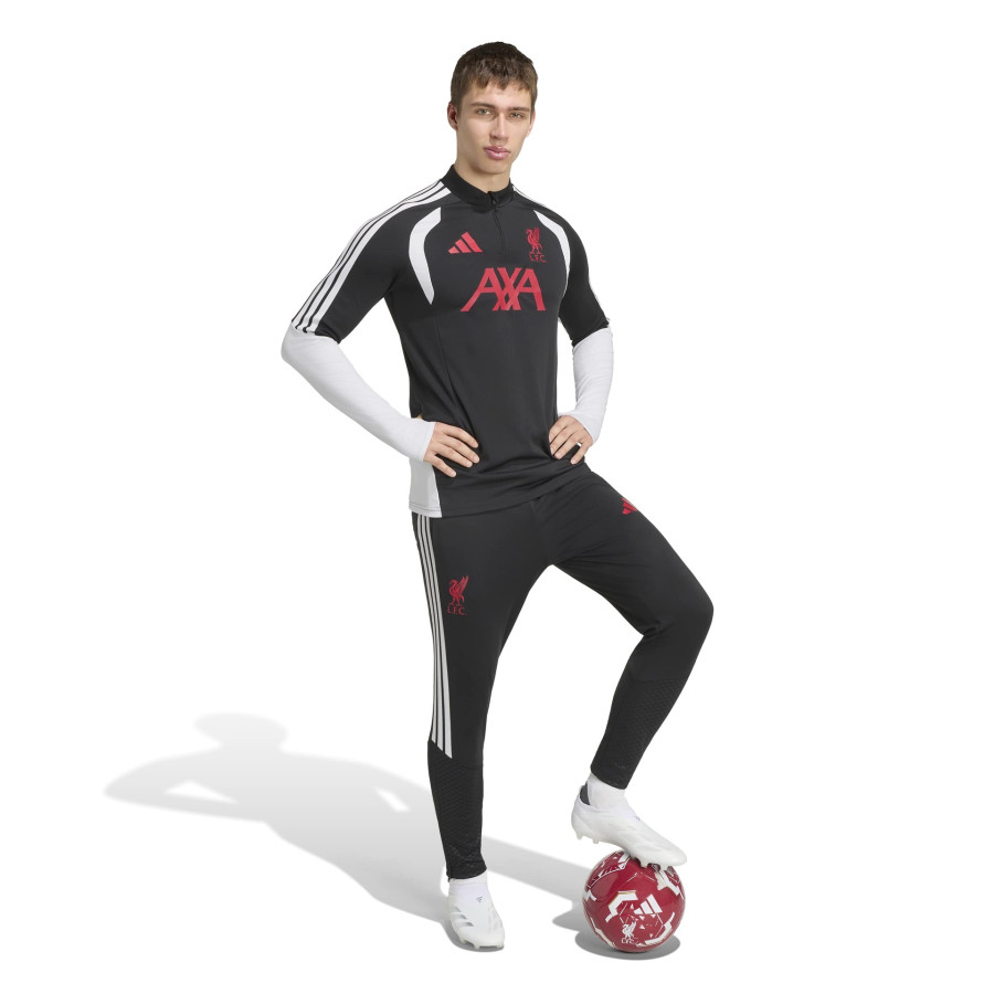 Sweat zippé Liverpool noir rouge