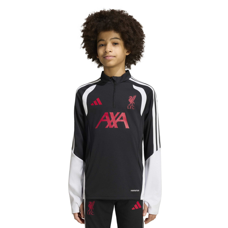 Sweat zippé junior Liverpool noir rouge