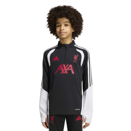 Sweat zippé junior Liverpool noir rouge