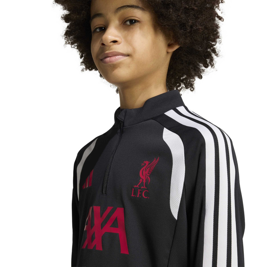 Sweat zippé junior Liverpool noir rouge