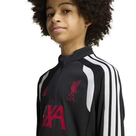 Sweat zippé junior Liverpool noir rouge