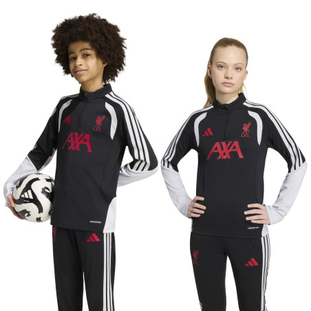 Sweat zippé junior Liverpool noir rouge