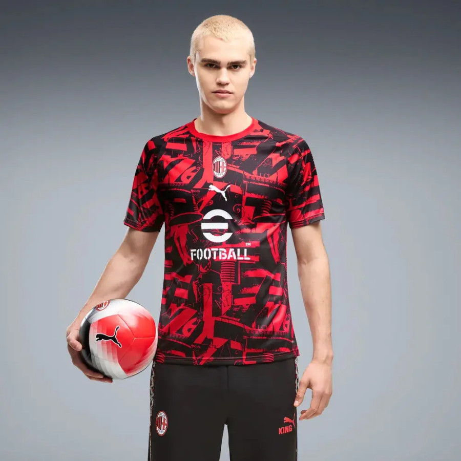 Maillot avant match Milan AC rouge noir