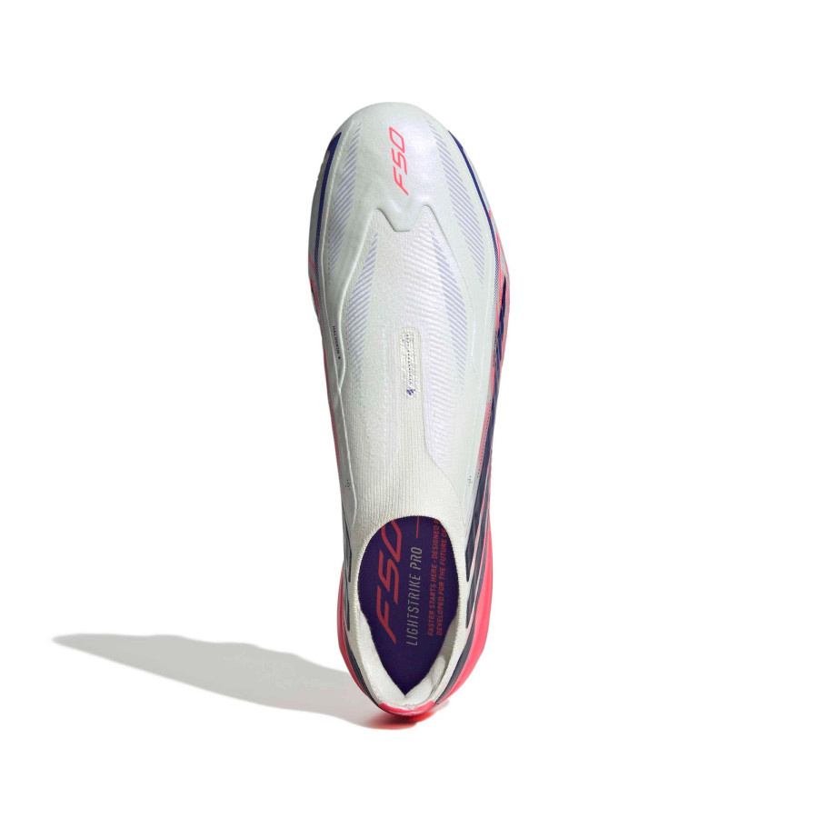 adidas F50 Hyperfast LaceLess Elite FG blanc rose