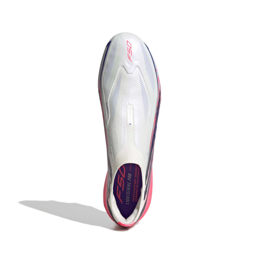 adidas F50 Hyperfast LaceLess Elite SG blanc rose