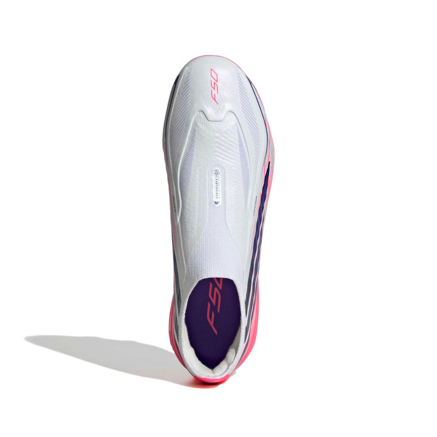 adidas F50 Hyperfast junior LaceLess Elite FG blanc rose