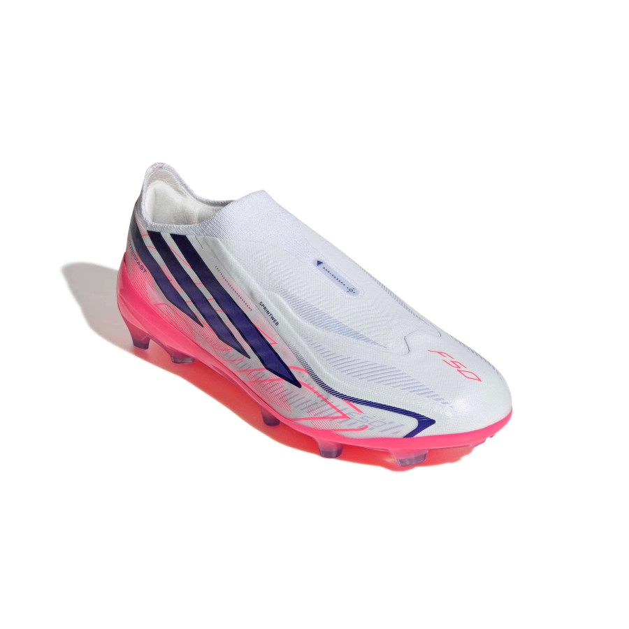 adidas F50 Hyperfast junior LaceLess Elite FG blanc rose