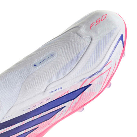 adidas F50 Hyperfast junior LaceLess Elite FG blanc rose