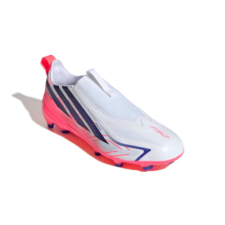 adidas F50 Hyperfast junior LaceLess League FG blanc rose