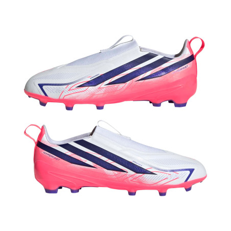 adidas F50 Hyperfast junior LaceLess League FG blanc rose