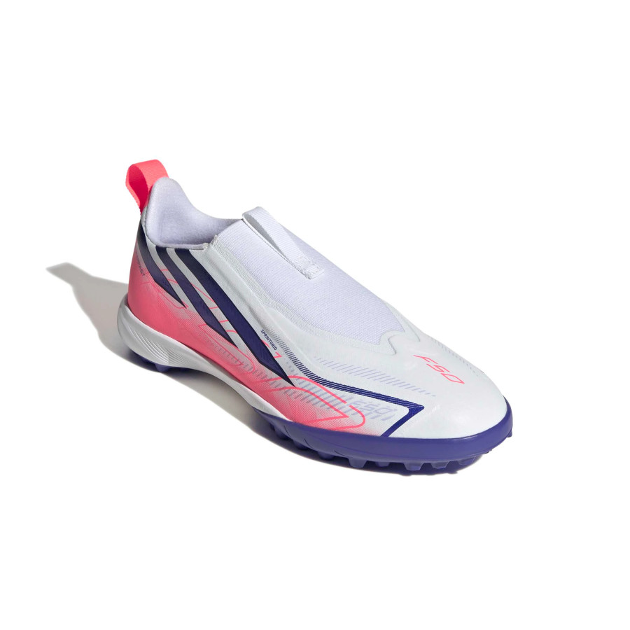 adidas F50 Hyperfast junior LaceLess League Turf blanc rose