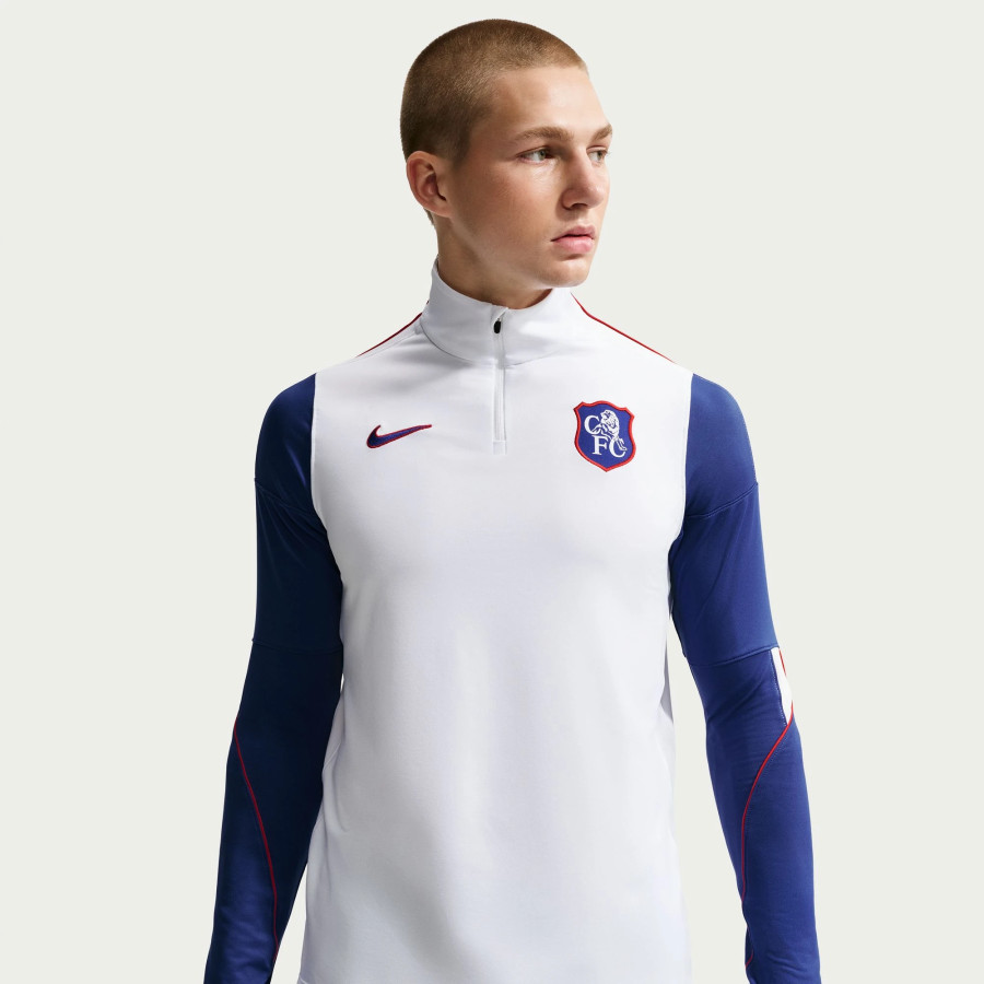 Sweat zippé Chelsea Strike blanc bleu