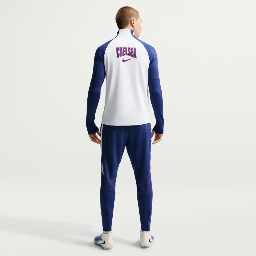 Sweat zippé Chelsea Strike blanc bleu