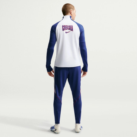 Sweat zippé Chelsea Strike blanc bleu