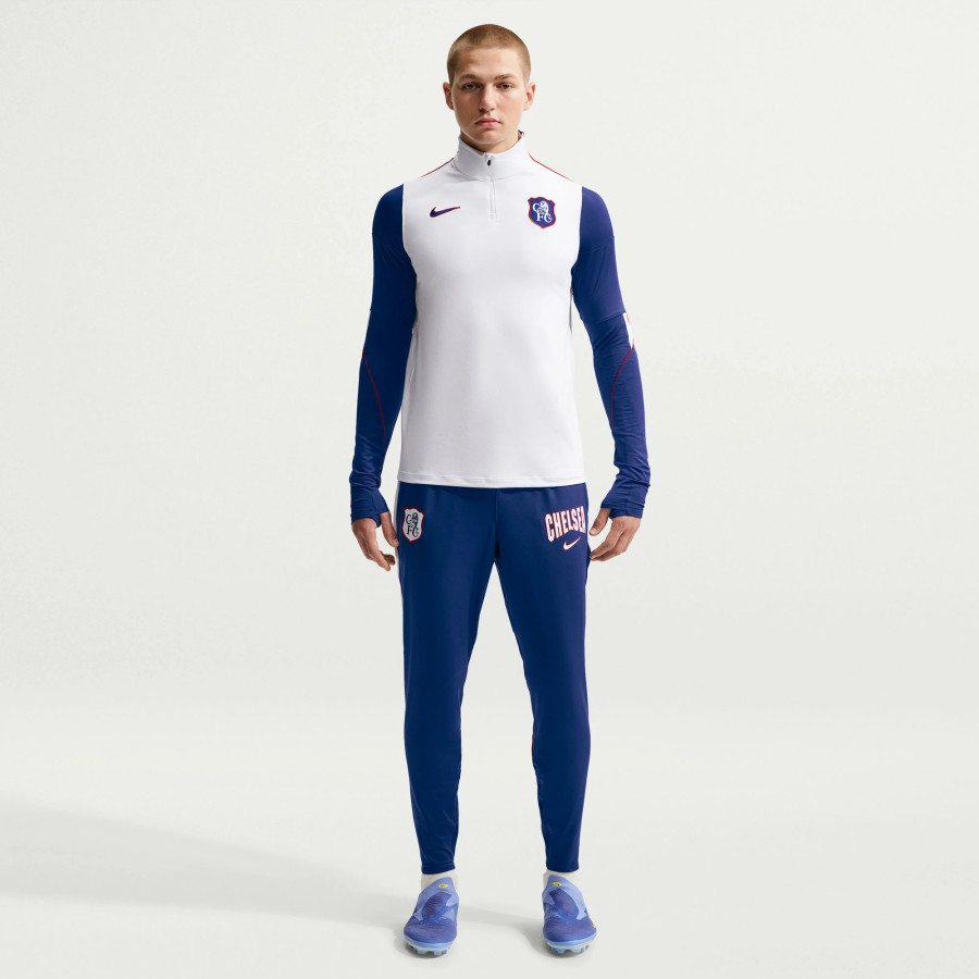 Sweat zippé Chelsea Strike blanc bleu