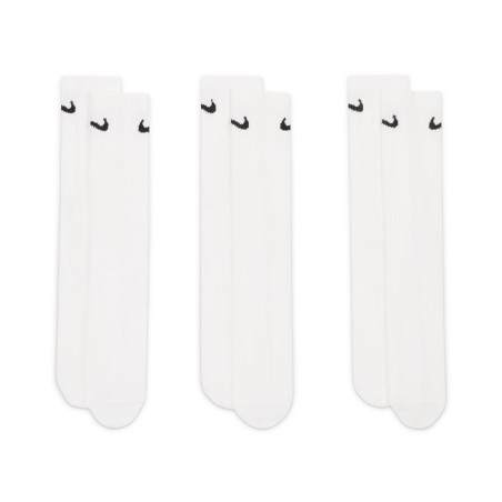 Lot 3 paires chaussettes entraînement Nike Everyday blanc