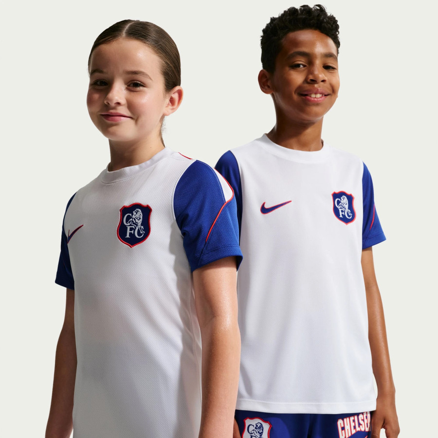 Maillot entraînement junior Chelsea Strike blanc bleu