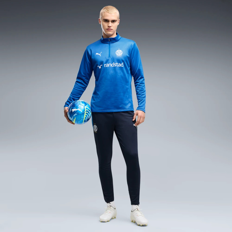 Sweat zippé OM Warm bleu blanc