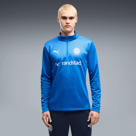 Sweat zippé OM Warm bleu blanc