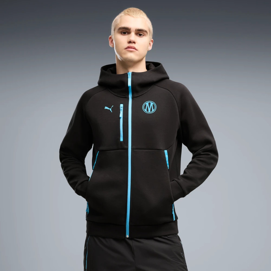 Veste survêtement OM PumaTech FZ noir bleu 