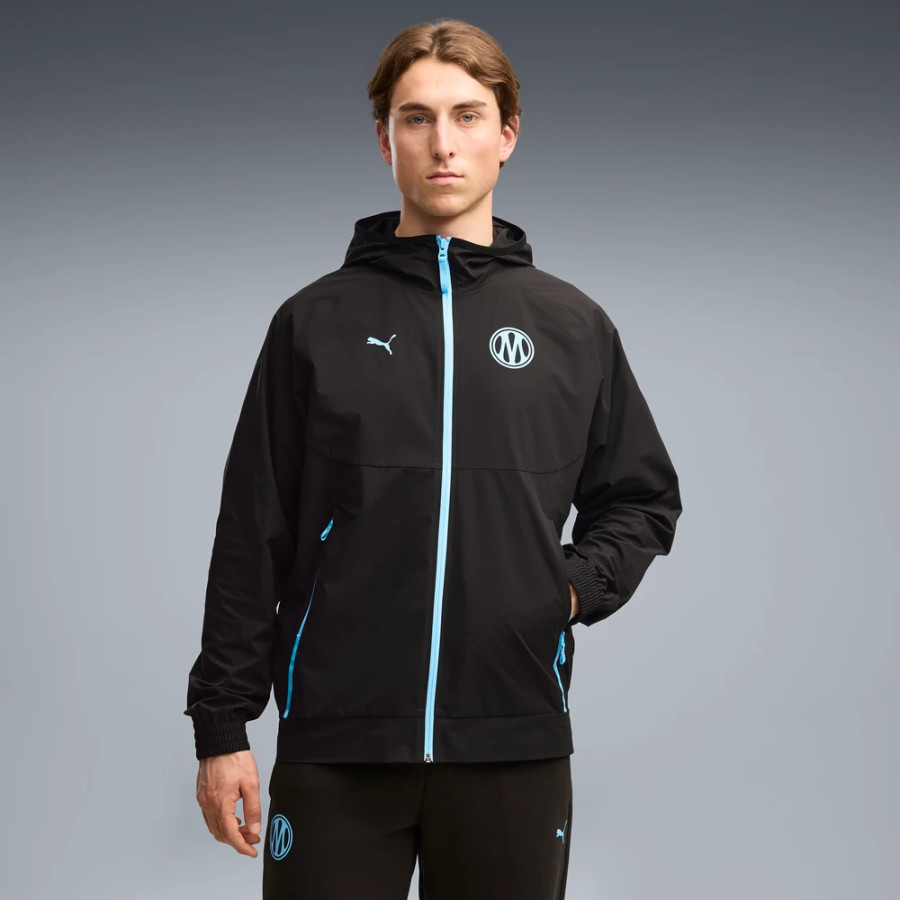 Veste survêtement OM PumaTech Woven noir bleu
