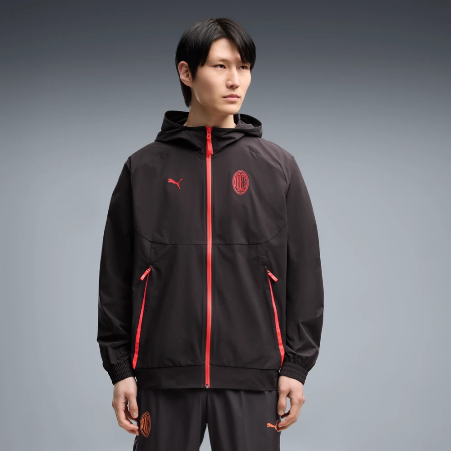 Veste survêtement Milan AC PumaTech woven noir rouge